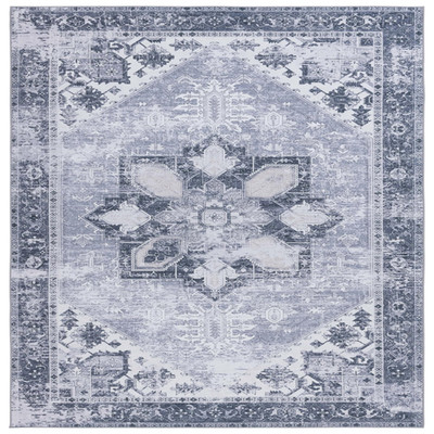 Safavieh Washable Rug Tucson Collection - 4 Square Grey Slip Resistant Easy To