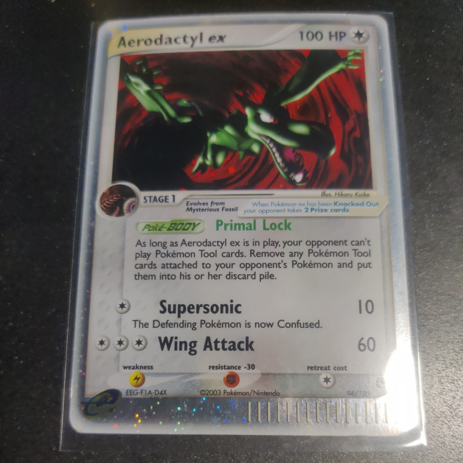Pokemon TCG Aerodactyl ex 94/100 Sandstorm 2003 Ultra Rare Holo VLP/NM English