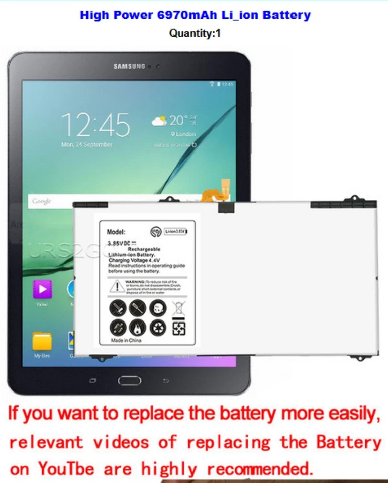 Batería Alta Potencia 6970mAh Alta Calidad Para Samsung Galaxy Tab S2 9.7" SM-T817R4 Foto 3 de 3