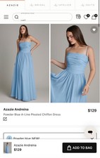 NWT Azazie Andreina Powder Blue A-Line Chiffon Bridesmaid Formal Dress Size A8