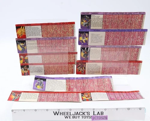 Lot of 11 Action Figure Tech Specs Vintage Hasbro G1 Transformers