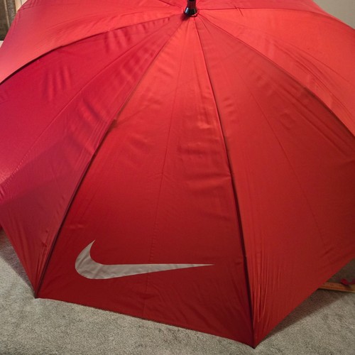 NIKE GOLF Umbrella Large Red White Logo 50 Inch w Cover