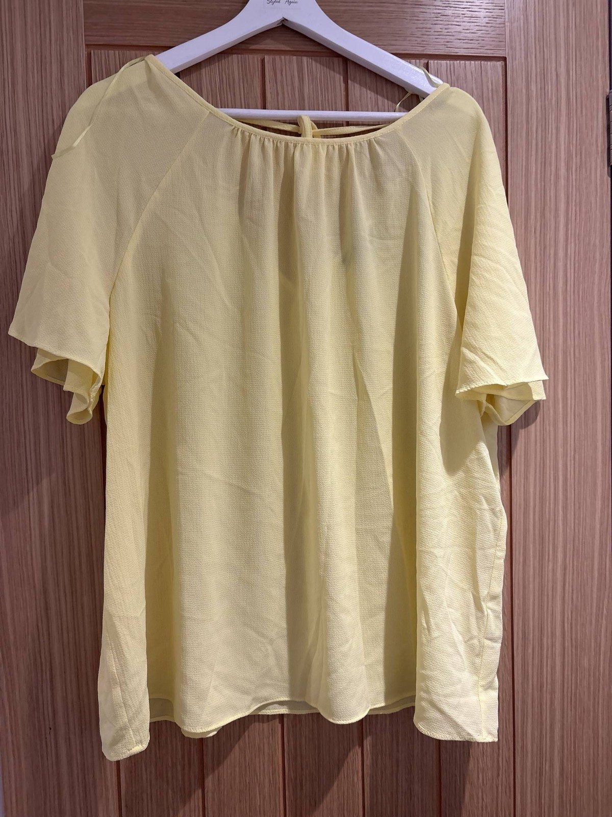 F&F Lemon Yellow Tie-Back V-Neck Blouse - Size 22