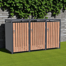3 Bay Metal Wheelie Bin Shelter – Lockable, Weatherproof Steel Storage -