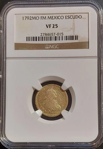 1787 MO FM MEXICO Escudo Colonial Era GOLD Coin FULL GRADE NGC VF25 Charles III