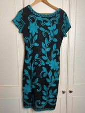Roman Tapework Shift Dress Size UK 12 New Black Blue Evening Party Wedding Event