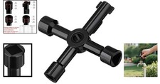 Portable 4 Way Water Key - Zinc Alloy Utility Wrench for Electrical & Plumbing