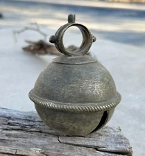 Large Antique Vintage Cow Horse Sleigh Bronze Bells Rich Patina