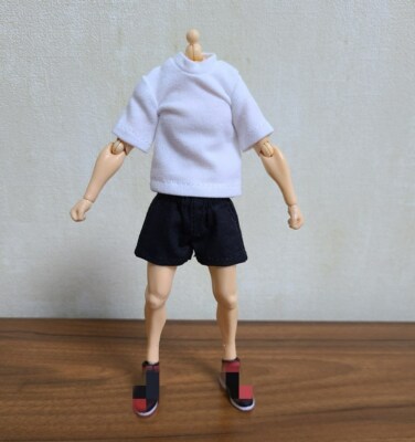 1/12th Figma Man Male T-Shirt Blue Top Suit Shorts Fit 6inch  DAM TBL Figure