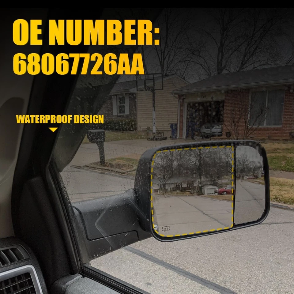 Espejo retrovisor de remolque de vidrio térmico superior pasajero lado derecho para Dodge Ram 1500 2500 3500 Foto 3 de 4