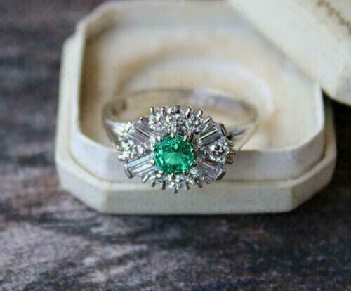 Anello di fidanzamento creato in laboratorio con smeraldo verde tondo da... - Bild 2 von 6