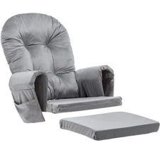 5 Pc Cushion for Gliding Rocking Chair W/ Storage Pockets Light Gray Soft & Ties