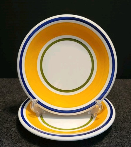 Italienischer Salatteller Gänseblümchen blau gelb grün Streifen von Maxam aus Italien - Bild 1 von 10