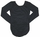 Weissman Curtain Call Leotard Leo Front Lining LS Black New Girl S 5 6 FREE SHIP — photo 1