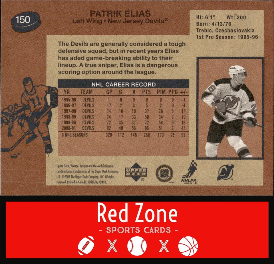 2001-02 Upper Deck Vintage - #150 Patrik Elias NM Set Break. - Image 2 of 2