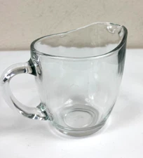 VTG Anchor Hocking 1987 Clear Smooth Glass Creamer 3.5" x5" with Handle Pitcher