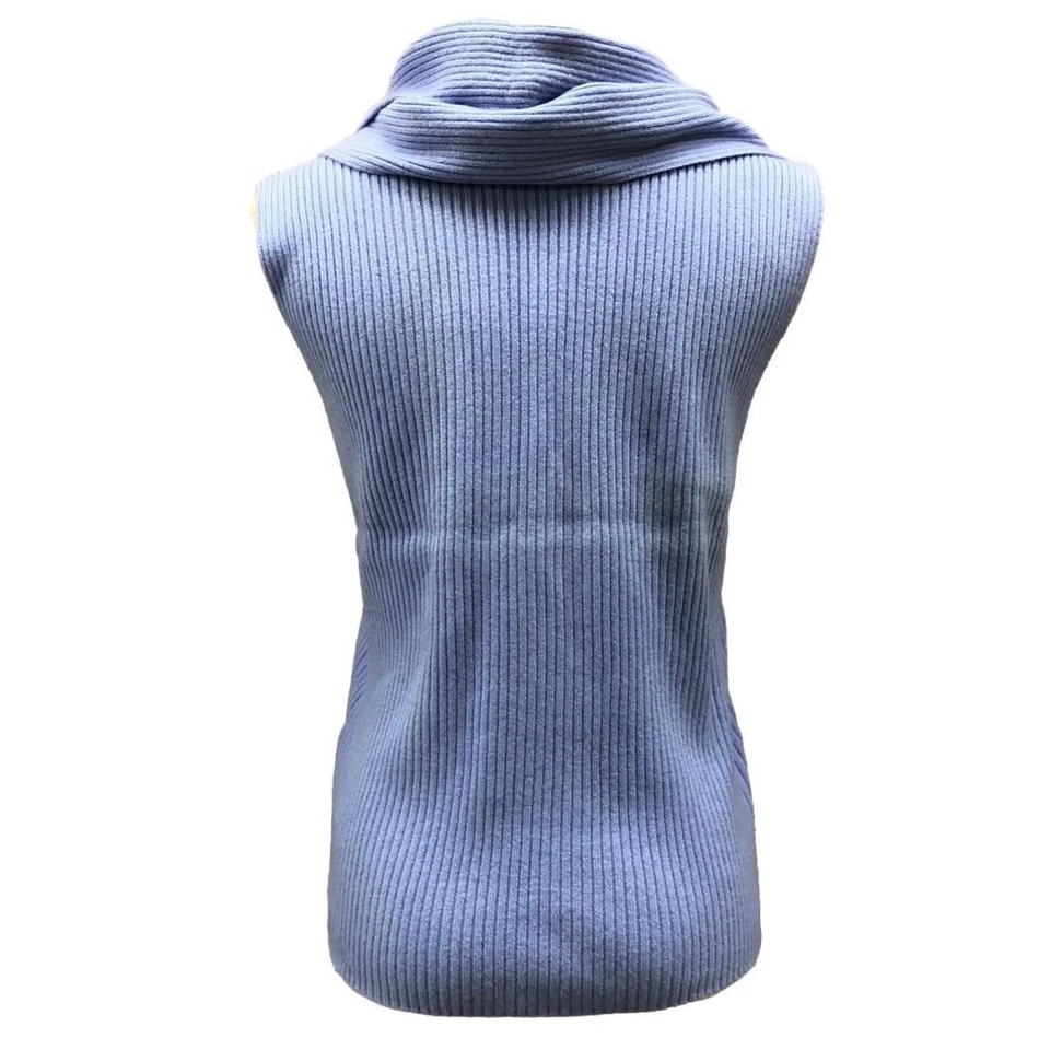 Max Mara Camiseta sin mangas de punto con bufanda no desmontable, talla S azul 63695179 501 02【 Foto 3 de 4