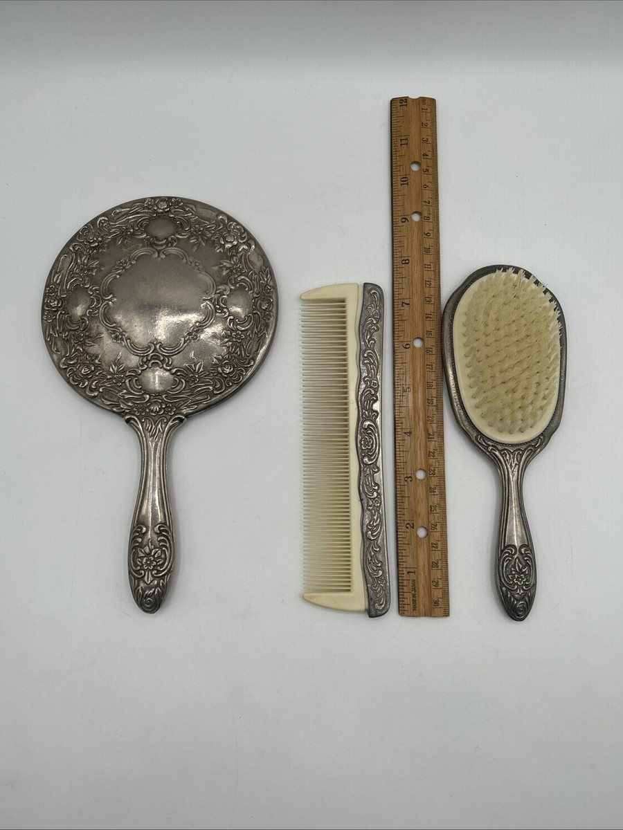 VTG International Silver Co. Ornate SilverPlate Brush, Mirror