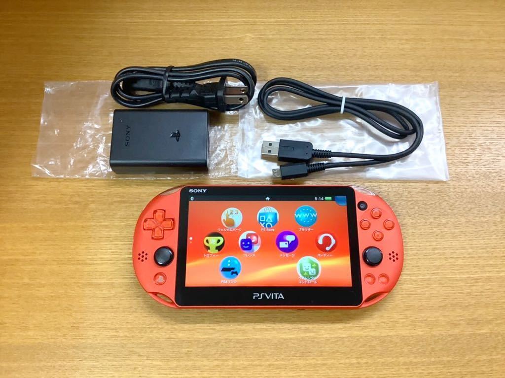 Good】PS Vita Neon Orange PCH 2000 Za24 Console w/Charger