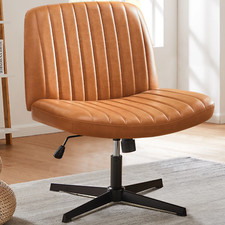 Cross-Legged Rocking Office Chair, Armless, Adjustable Swivel, Fabric Task Chair