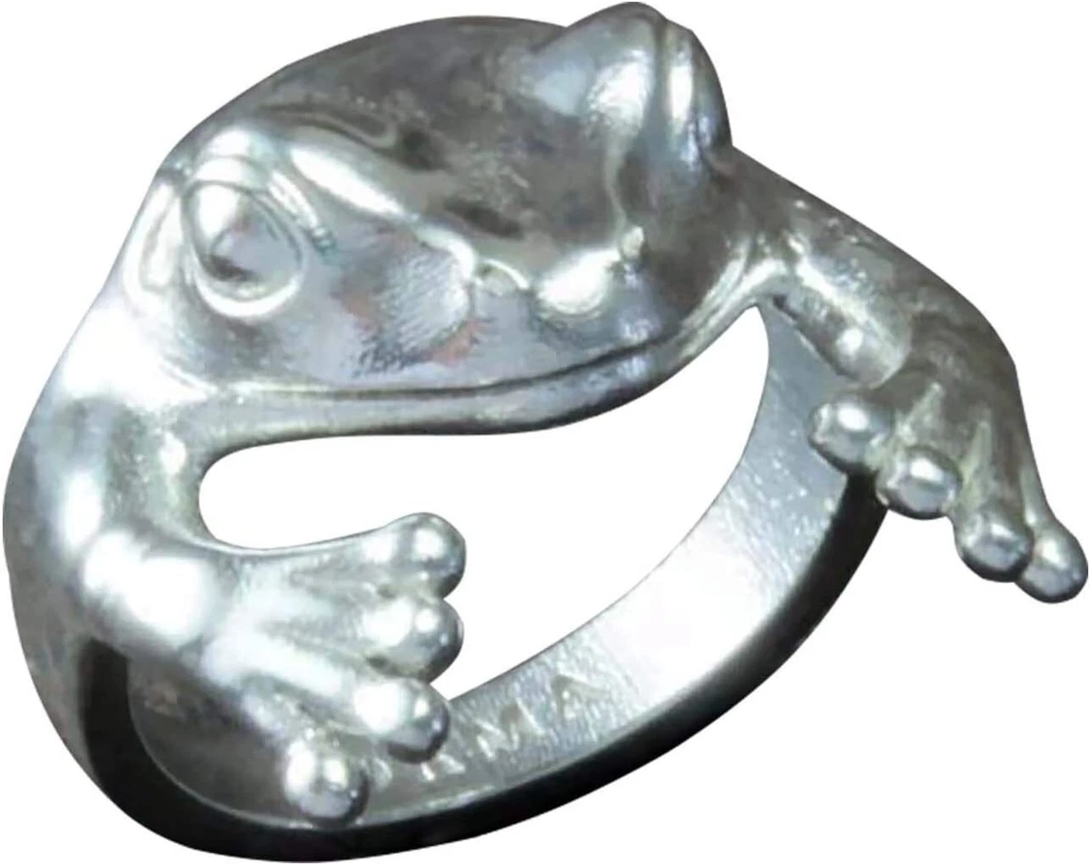 Retro Frog Ring Vintage Sterling Silver Frog Ring Cool Gift for