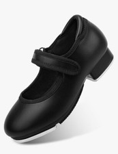 Girls Maryjane Tap Shoes Size W5 Black Basic Practice Recital Dress Up Playtime