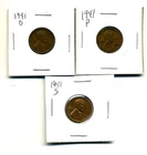 1941 P,D,S WHEAT PENNIES LINCOLN CENTS CIRCULATED 2X2 FLIPS 3 COIN PDS SET#1311