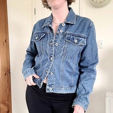 Kangol 90s Vintage Mid Wash Denim Jacket Women's 12 Casual Blue Western Indie