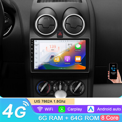 6+64G Carplay Für Nissan Qashqai J10 2007-2015 GPS Navi Autoradio Android 14 RDS