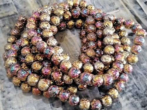Natural Lava Electroplated Bumpy, 8.5mm, Golden Rod, Approx 46pce, Free post Oz - Picture 4 of 4