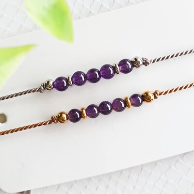 Geburtsstein Februar Amethyst Armband Naturstein Edelstein Damen Schmuck Amulett