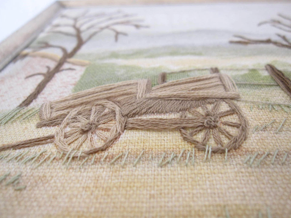 Handmade "Lost Forgotten Country Wagon Scene " Embroidery Picture - Image 3 of 4
