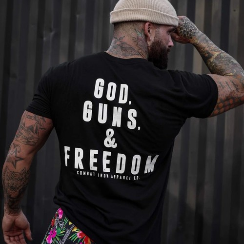 CMBT Short Sleeve GOD, GUNS, & FREEDOM MEN'S T-SHIRT Black Sz 2XL NWT - 第 3/3 張圖片