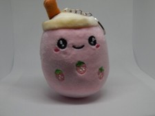 Cute Boba berry Tea Plush Keychain   Soft boba Tea Toy Charm
