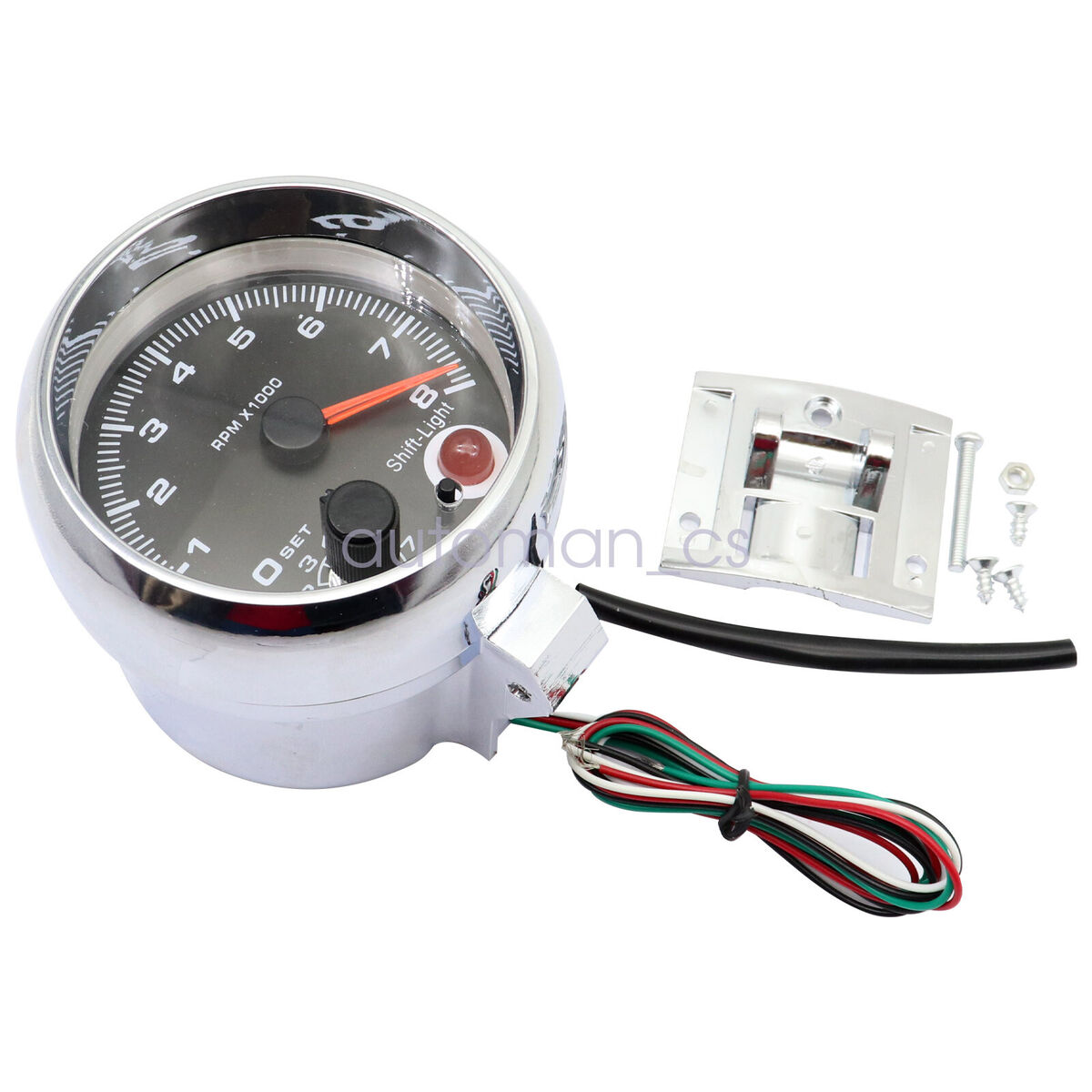 3.75'' Racing Tachometer Gauge Tacho Meter 7 Color LED Shift Light 0-8000  RPM