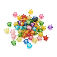 200 Pcs Transparent Mixed Color Acrylic Star Beads Round Bead Inside 12x11x8mm