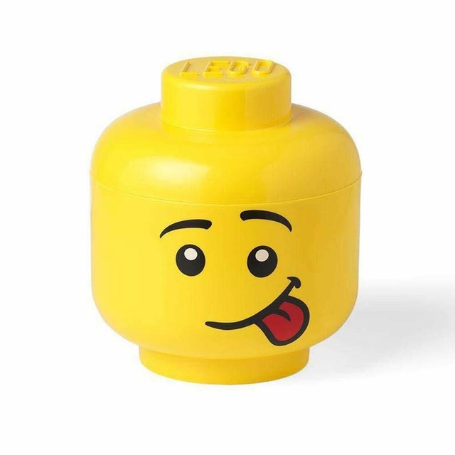 Lego MiniFigure Storage Head Small Smiley Face Tongue Out eBay