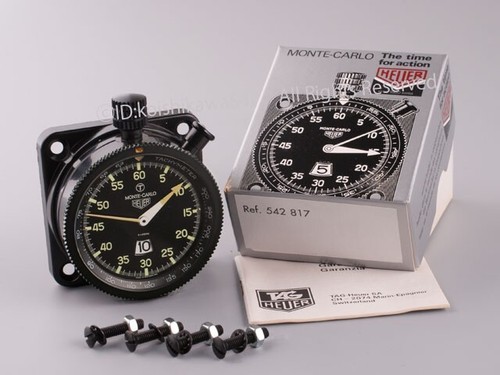TAG Heuer 542.817 Monte Carlo Stopwatch Rally Dash Timer Box Set New Jp - Picture 3 of 3