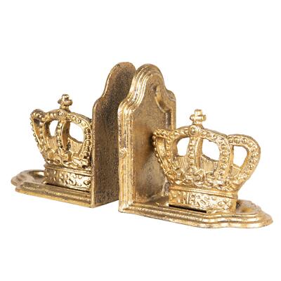 Paar Gold Royal Crown Buchstützen Buchhalter König Königin Gusseisen Ornament