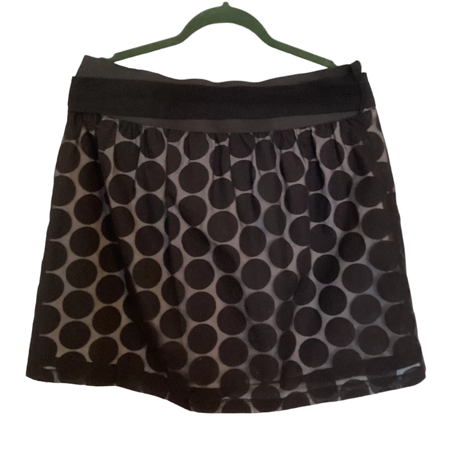 Maurices Womens Size L Black Polka Dot Pull On Lined Skirt — 第 2/4 张图片