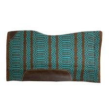 New 36" x 34" Teal & Brown Wool Top Contoured Memory Felt Bottom Saddle Pad