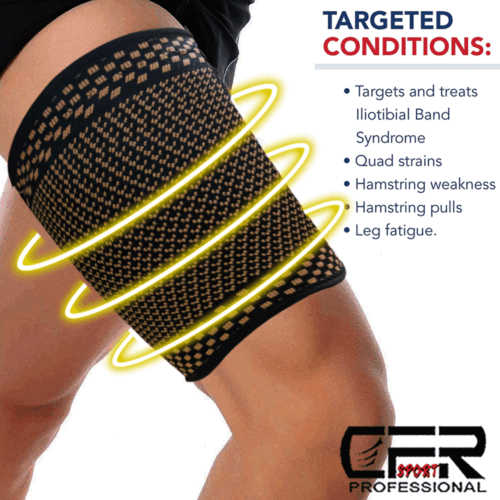 Copper Thigh High Compression Sleeve Leg Quad Hamstring Support Sports Men Women - Picture 3 of 13