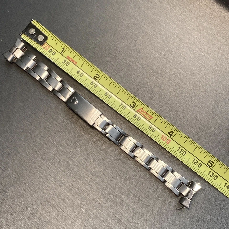 Rolex Feminino Vintage Pulseira de Ostra Dobrada Fosco 9 Elos + Extremidade 266 13mm 5" de Comprimento - Imagem 3 de 4
