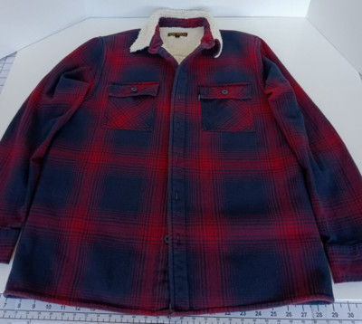 GRIZZLY AUTHENTIC GRIPTAPE FLANNEL JACKET RED/BLUE SKATEBOARDER BRAND LARGE