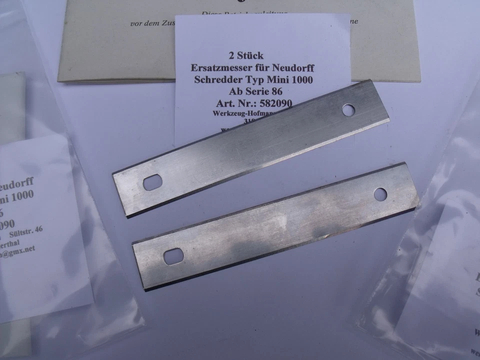 Ersatzmesser für Neudorff - Schredder Häcksler 1000/ab86 LGM 1000 2x2 Stück - Bild 2 von 4