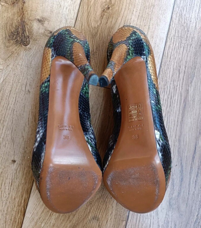 EUC, GUCCI  Multicolor PYTHON  Betty Platform Hee… - image 7