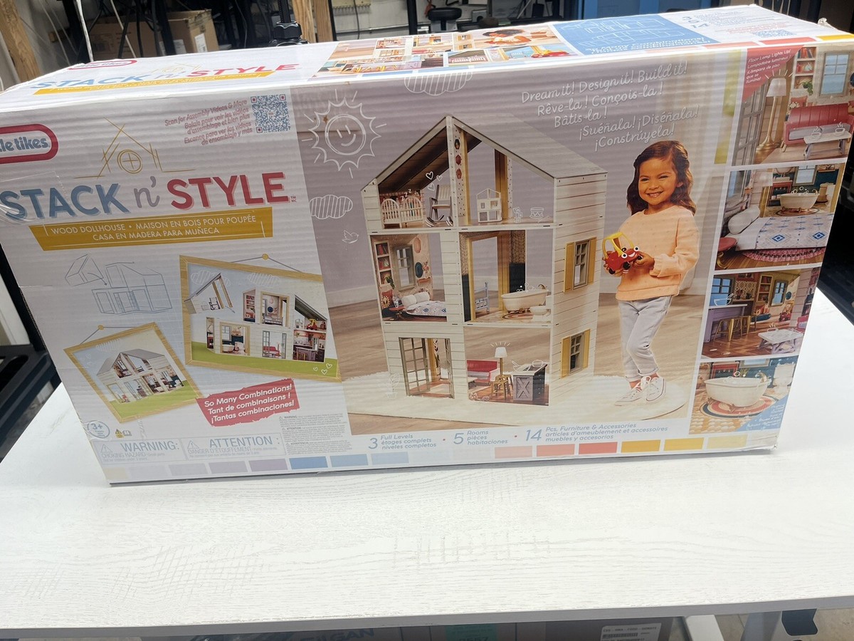 Little Tikes Real Wood Stack 'N Style Dollhouse with 14 Accessories 