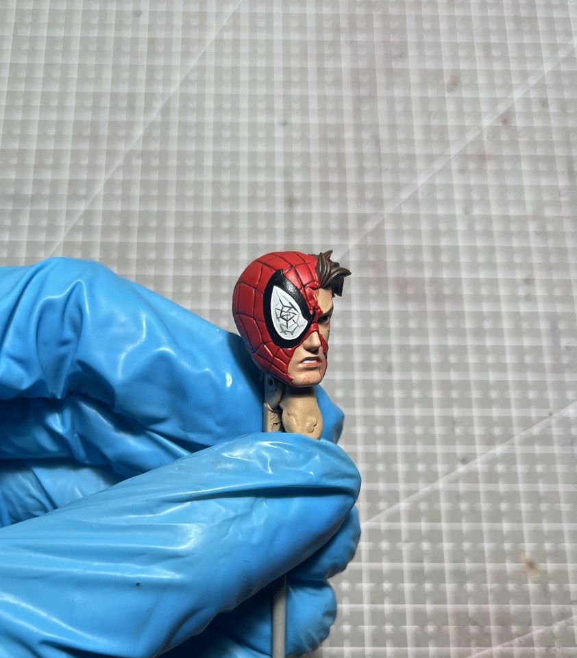 1/12 Painted Battle Damaged Spider-man Anime Head Carved Fit Mafex ...