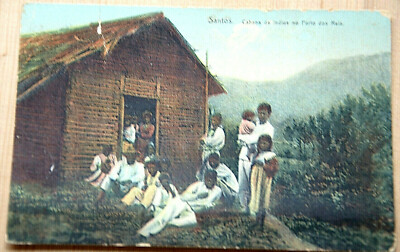 44700 AK Santos Cabana de Indios no Porto dos Re Porto Alegre Brasilien postcard