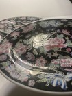 Vintage Chinese JingDeZhen Porcelain Black Flower 8” Oval Plates. Set Of 6 — photo 6